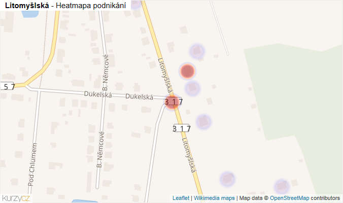 Mapa Litomyšlská - Firmy v ulici.