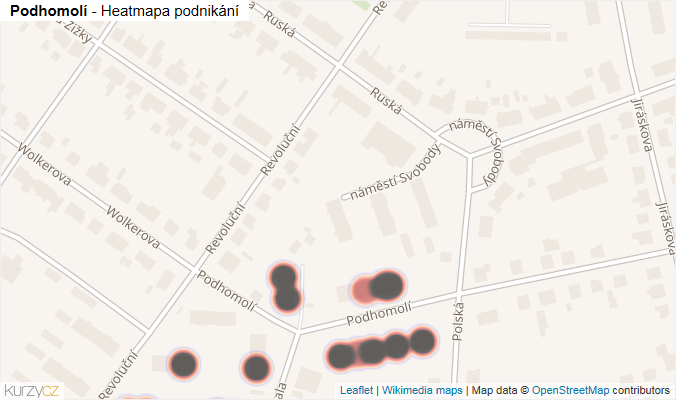 Mapa Podhomolí - Firmy v ulici.
