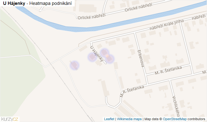 Mapa U Hájenky - Firmy v ulici.