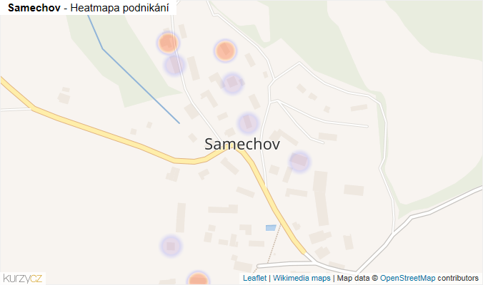 Mapa Samechov - Firmy v části obce.