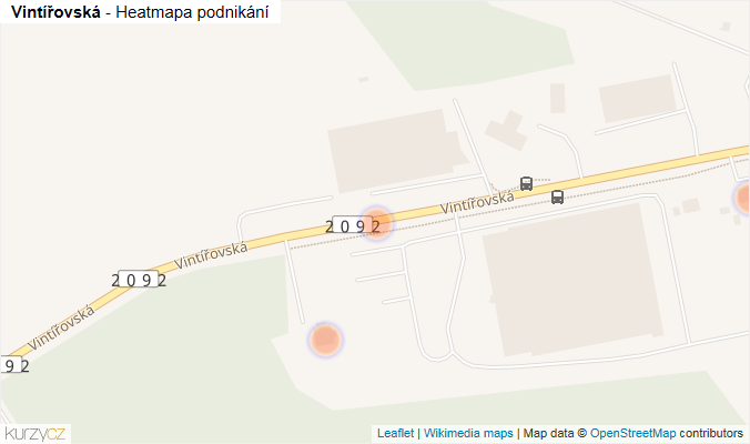 Mapa Vintířovská - Firmy v ulici.