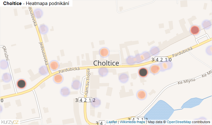 Mapa Choltice - Firmy v části obce.