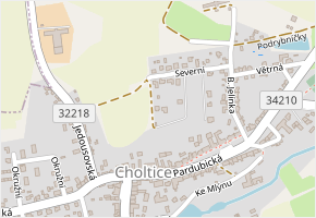 Za Humny v obci Choltice - mapa ulice