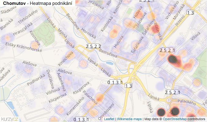Mapa Chomutov - Firmy v obci.