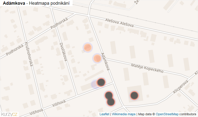 Mapa Adámkova - Firmy v ulici.