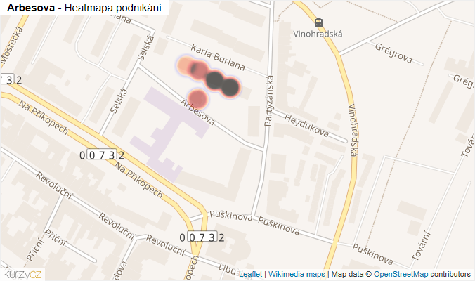 Mapa Arbesova - Firmy v ulici.