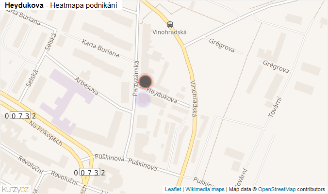 Mapa Heydukova - Firmy v ulici.