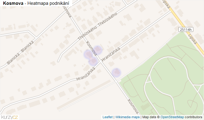 Mapa Kosmova - Firmy v ulici.