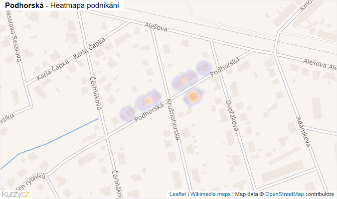 Mapa Podhorská - Firmy v ulici.