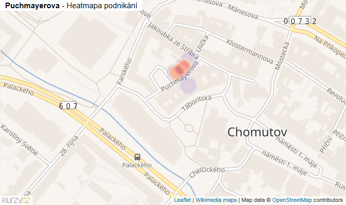 Mapa Puchmayerova - Firmy v ulici.