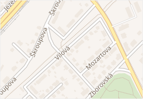 Vilová v obci Chomutov - mapa ulice