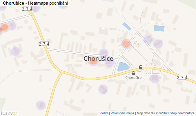 Mapa Chorušice - Firmy v části obce.