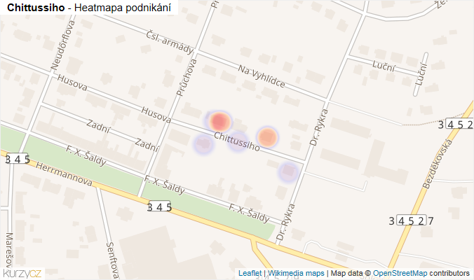 Mapa Chittussiho - Firmy v ulici.