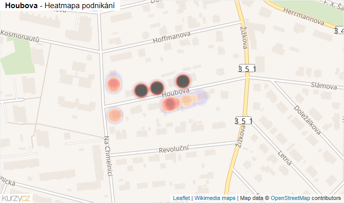 Mapa Houbova - Firmy v ulici.