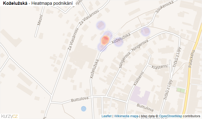 Mapa Koželužská - Firmy v ulici.