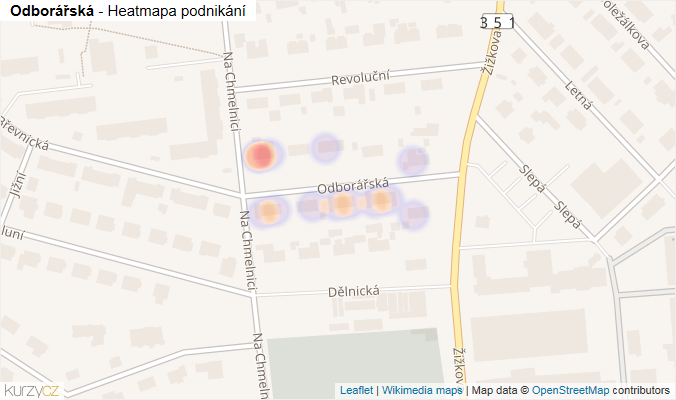 Mapa Odborářská - Firmy v ulici.
