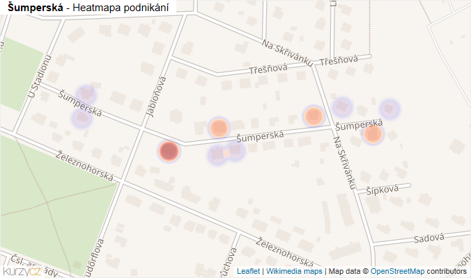 Mapa Šumperská - Firmy v ulici.