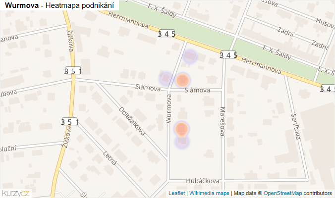 Mapa Wurmova - Firmy v ulici.