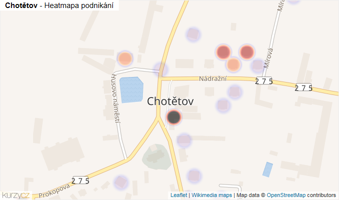 Mapa Chotětov - Firmy v části obce.
