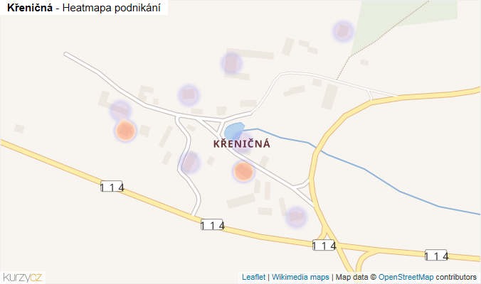 Mapa Křeničná - Firmy v části obce.