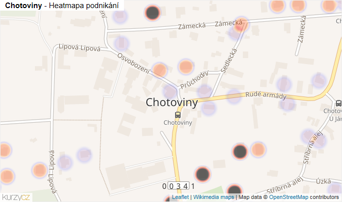 Mapa Chotoviny - Firmy v části obce.