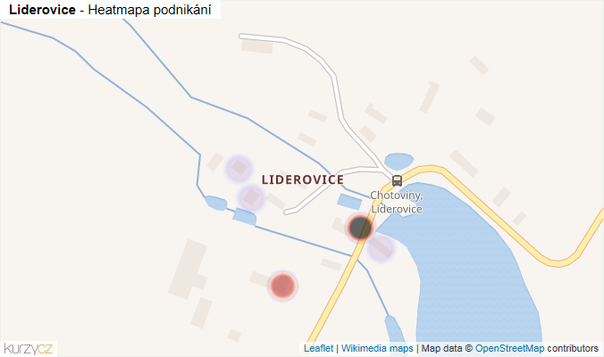 Mapa Liderovice - Firmy v části obce.