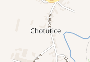 Tovární v obci Chotutice - mapa ulice