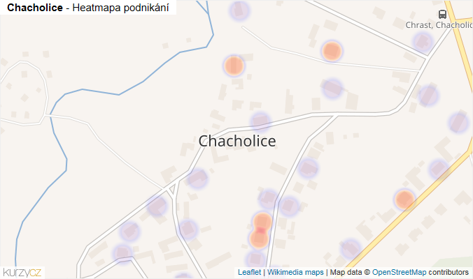 Mapa Chacholice - Firmy v části obce.