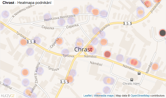 Mapa Chrast - Firmy v části obce.