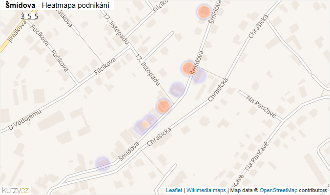 Mapa Šmídova - Firmy v ulici.