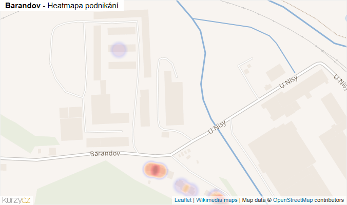 Mapa Barandov - Firmy v ulici.