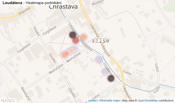 Mapa Loudátova - Firmy v ulici.
