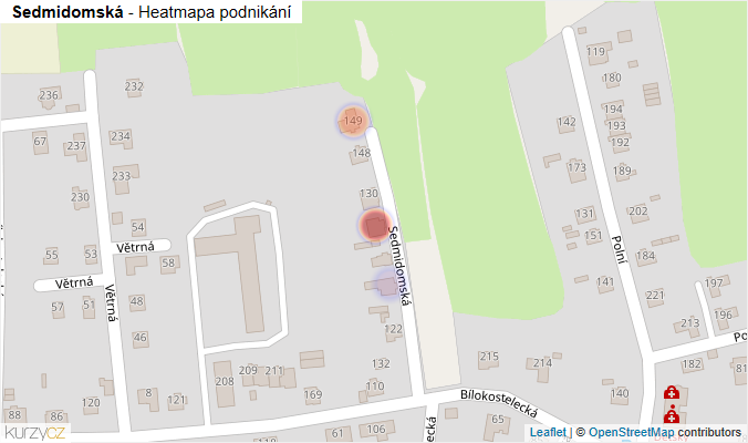 Mapa Sedmidomská - Firmy v ulici.