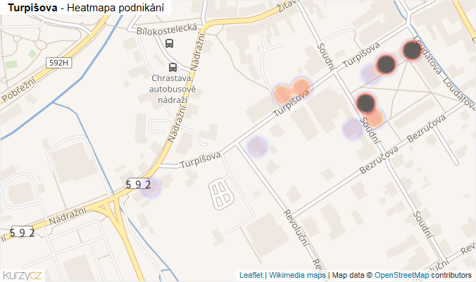 Mapa Turpišova - Firmy v ulici.