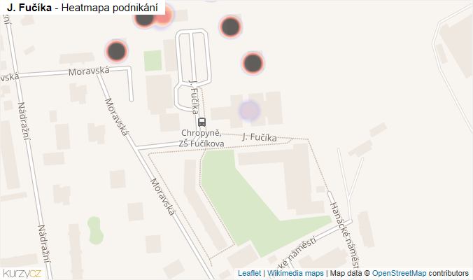 Mapa J. Fučíka - Firmy v ulici.