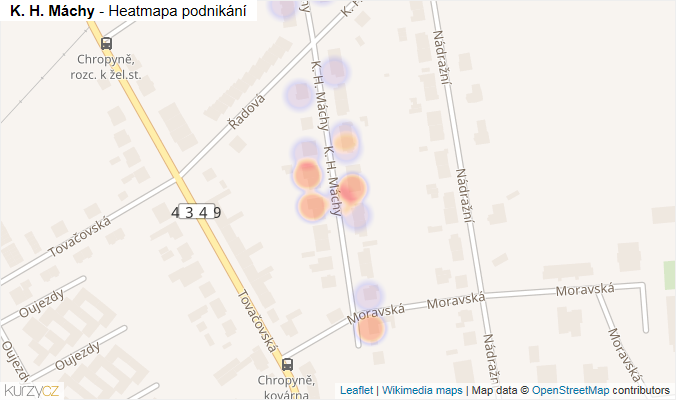 Mapa K. H. Máchy - Firmy v ulici.