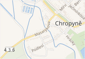 Masarykova v obci Chropyně - mapa ulice