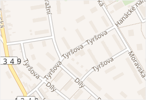 Tyršova v obci Chropyně - mapa ulice
