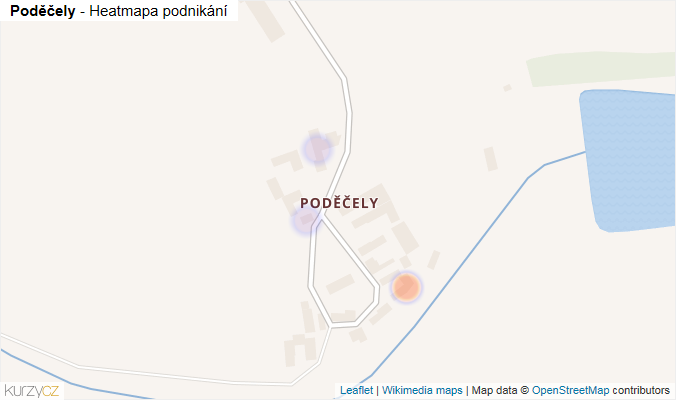Mapa Poděčely - Firmy v části obce.
