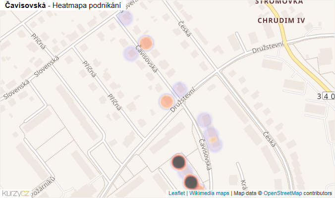 Mapa Čavisovská - Firmy v ulici.
