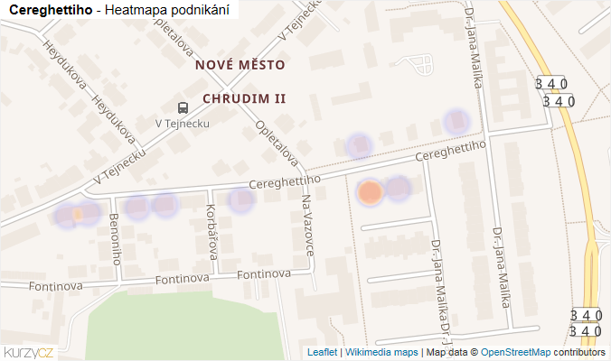 Mapa Cereghettiho - Firmy v ulici.