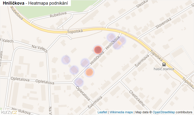 Mapa Hniličkova - Firmy v ulici.