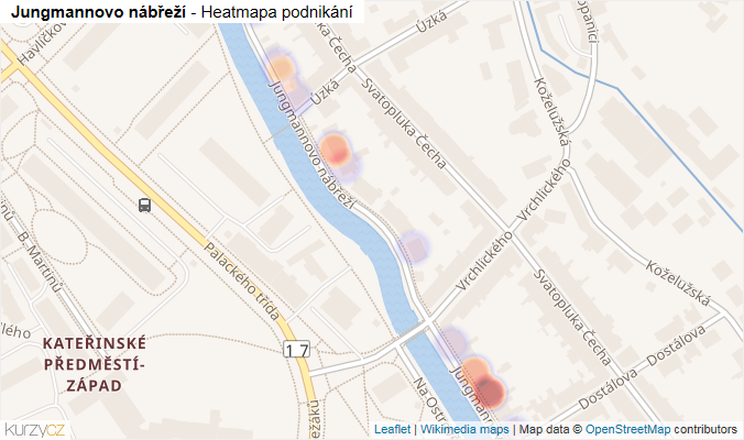 Mapa Jungmannovo nábřeží - Firmy v ulici.