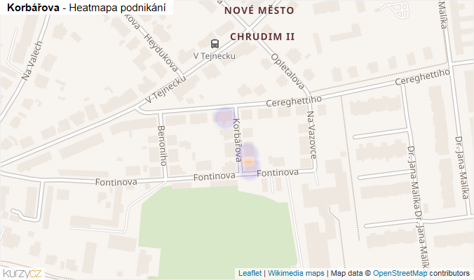 Mapa Korbářova - Firmy v ulici.