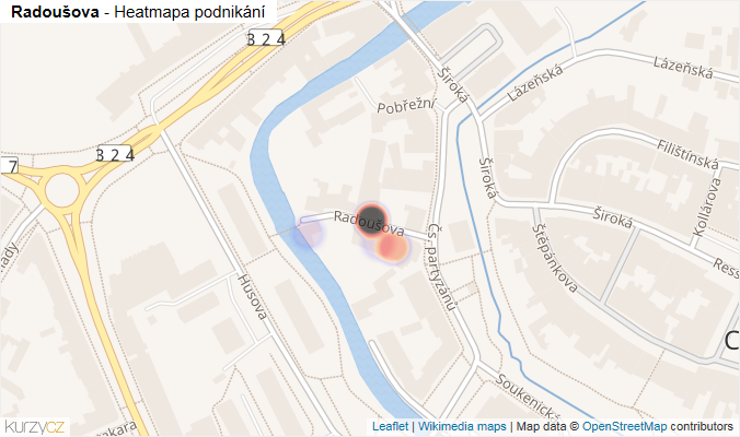 Mapa Radoušova - Firmy v ulici.