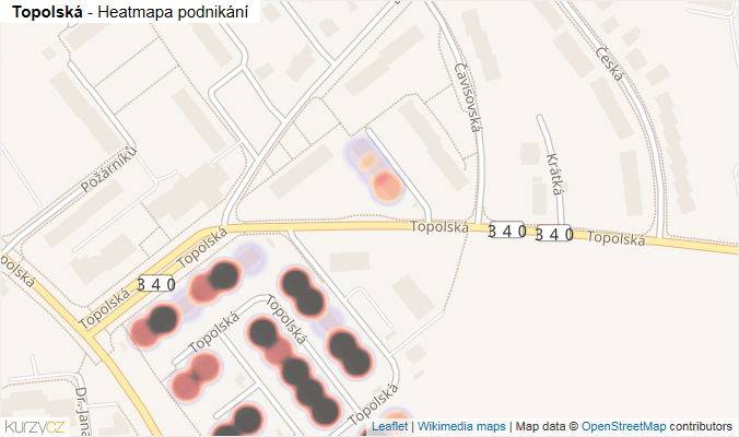 Mapa Topolská - Firmy v ulici.