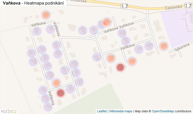 Mapa Vaňkova - Firmy v ulici.