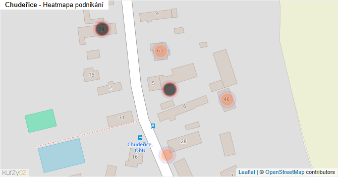 Chudeřice - mapa podnikání