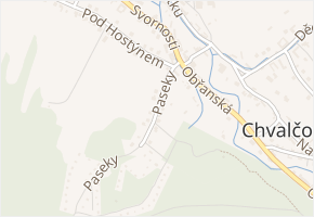 Paseky v obci Chvalčov - mapa ulice