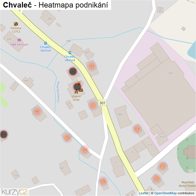 Mapa Chvaleč - Firmy v obci.